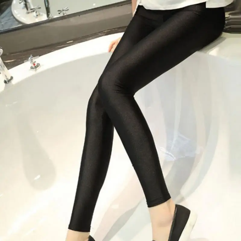 Women Slim Nylon Pants Sexy High Waist Stretchy Pants Trousers Black Pencil Pants Female Bottom