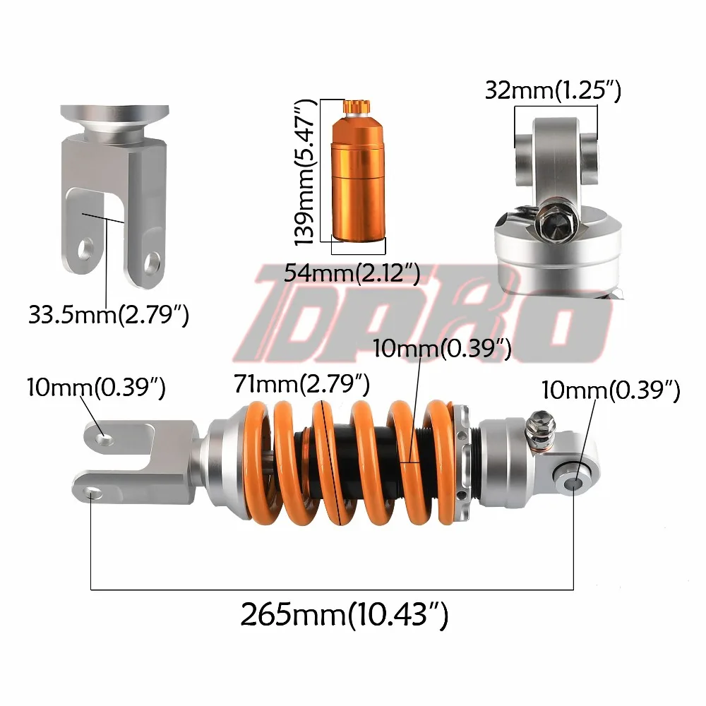 TDPRO 205 мм 235 мм 260 мм 265 мм мотоциклетная подвеска задний амортизатор для Kawasaki LC135 150 Yamaha Go Kart Quad Dirt Pit Bike