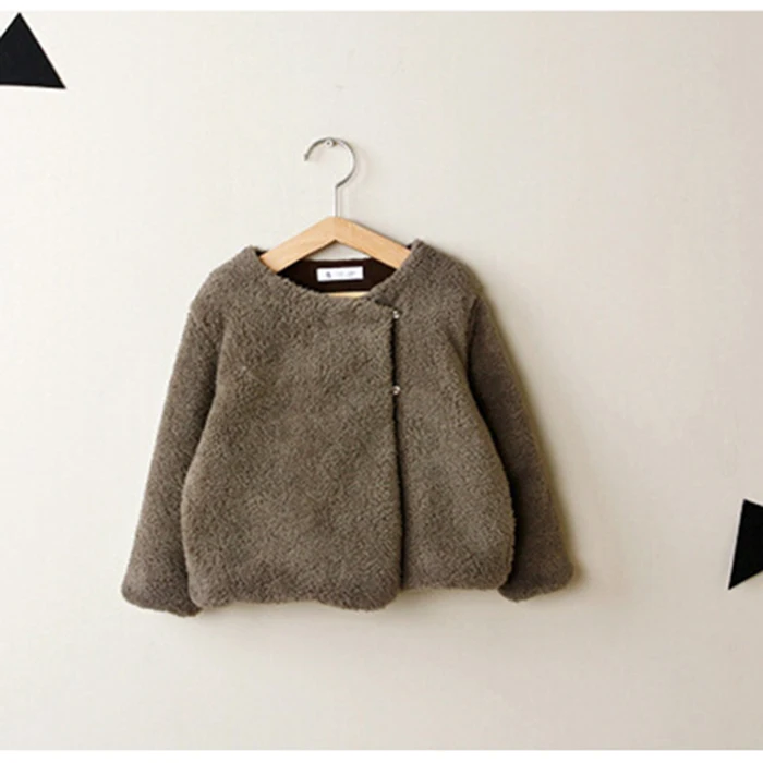 

2017 new girls winter coat casual faux fur children coat warm Artificial Lamb Down Fabric girls jacket for teenage clothes 2~14T