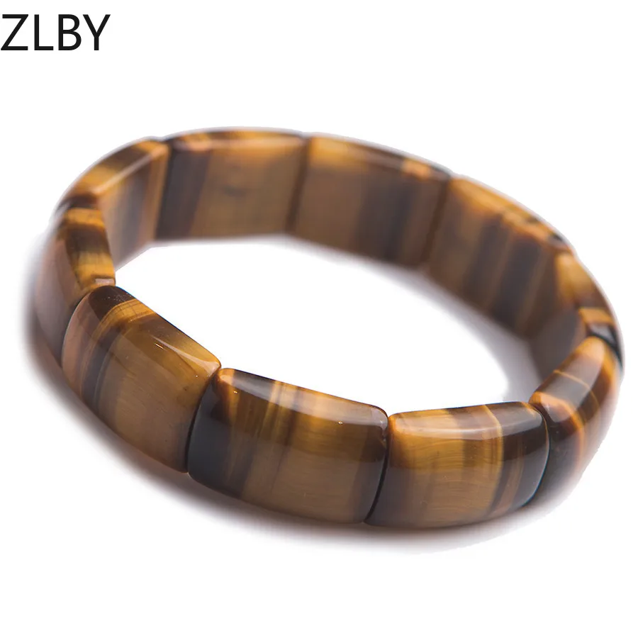 

Yellow Natural Tiger Eye Bracelets For Women Men Stretch Rectangle Bead Crystal Natural Stone Bracelet Bangle 23*15mm