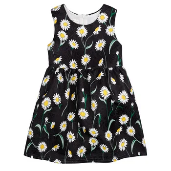 Fashion Brand Flower Girls Dress 1pc Floral Girls Clothes Sleeveless Princess Dress Daisy Kids Dresses for Party