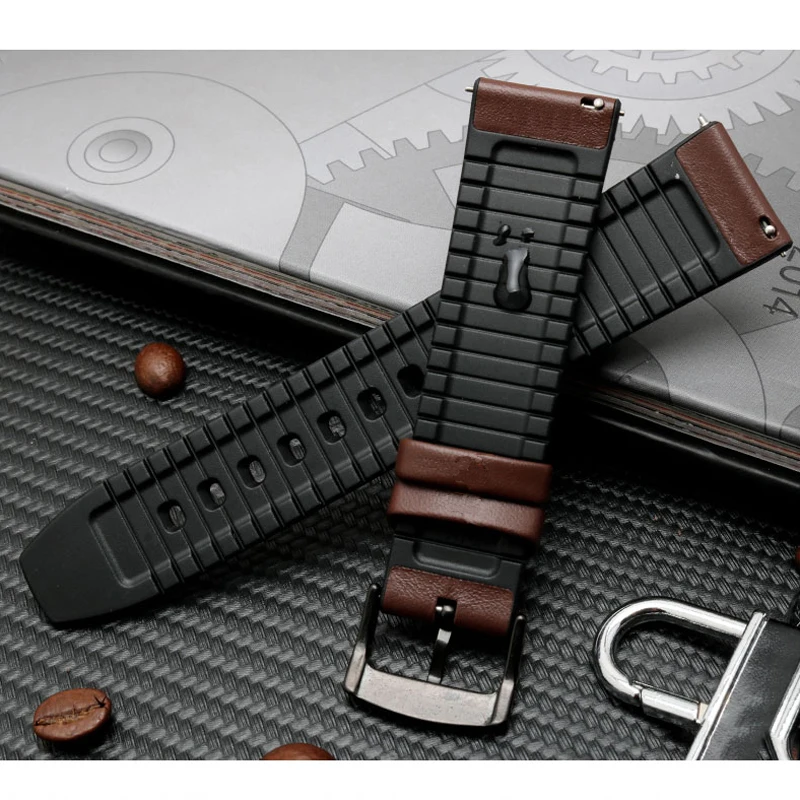 20 мм кожаный ремешок для часов для samsung Galaxy 42 кожаный/силиконовый гибридный ремешок для часов wo для мужчин пота ремешок для часов Быстрый выпуск