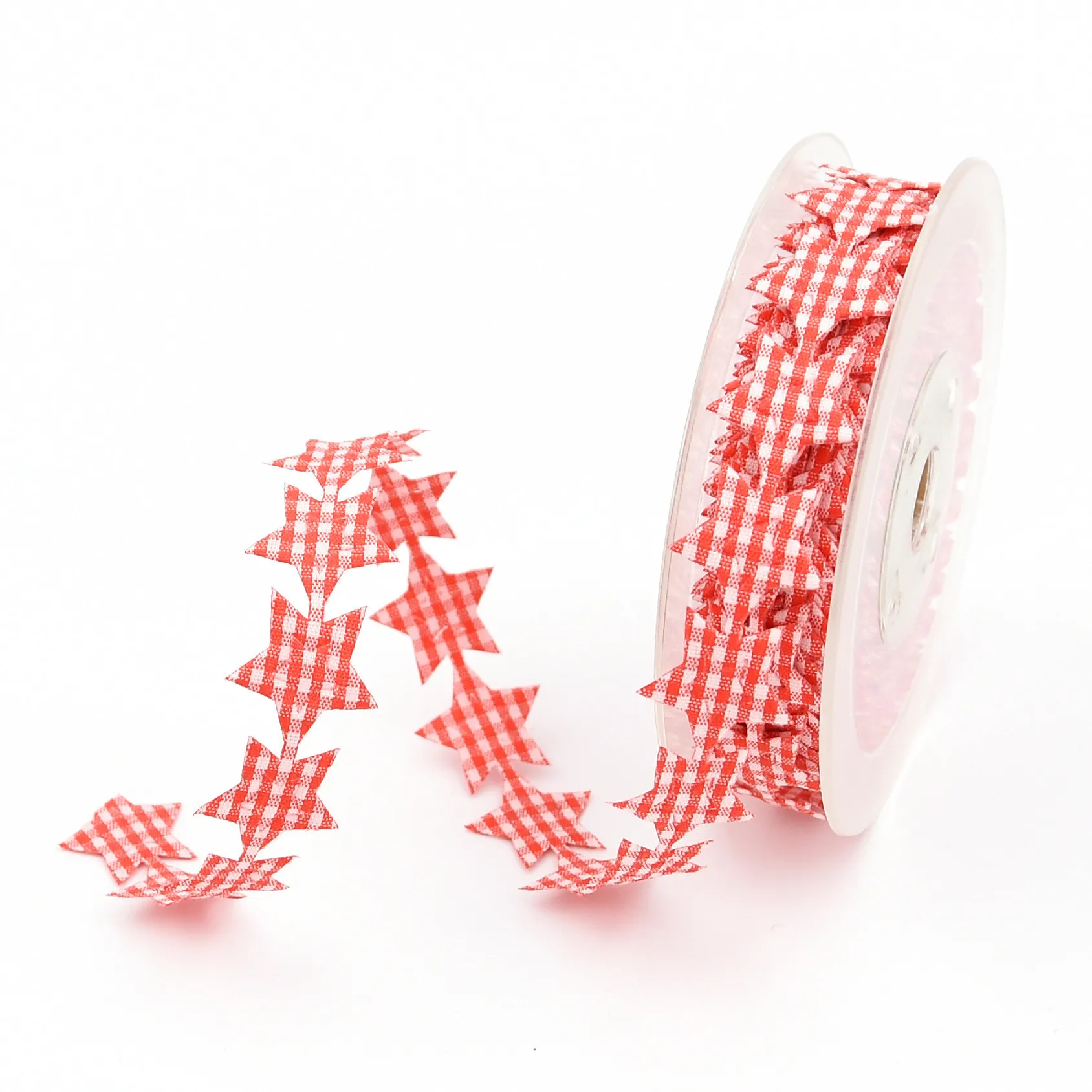 

2.2cm 10meters ultrasonic pressed star plaid tartan gingham ribbon tape for craft supplies gift decoration