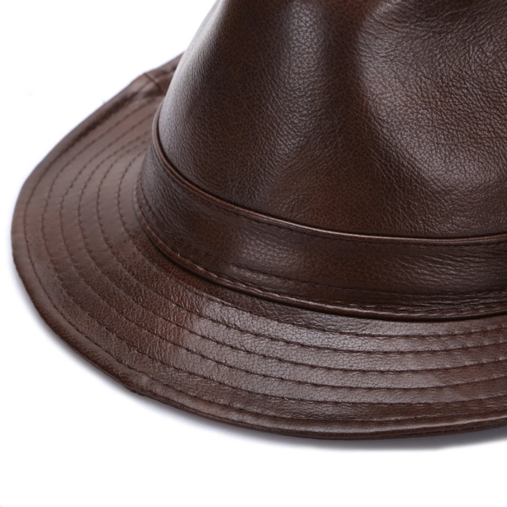 Mistamanhecer 100% couro legítimo chapéu fedora masculino,