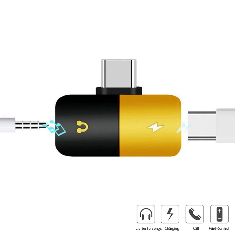 

USB Type C Adapter To 3.5mm Headphone Audio AUX Phone Charging Cables Splitter Mini Type-C Adapter For Xiaomi MI9 Samsung Huawei