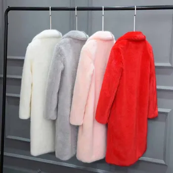

Medium long Casual Women Fur Fur & Faux Fur Jacket 2020 New Fashion Large size Solid color Women Fur coat Winter Warm NUW530