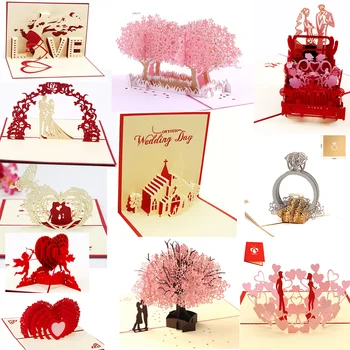 

3D Pop UP Cards Wedding Invitations Party Gifts Wedding Greeting Card Anniversary Valentine's Day Gifts Cherry Tree Postcard