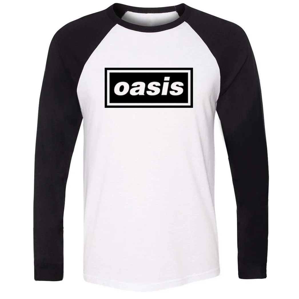 

Fashion Oasis Definitely Maybe Print Raglan Long Sleeve T Shirt Men Women Boy Girl Bodybuilding Fitness T-shirt Patchwork Tops