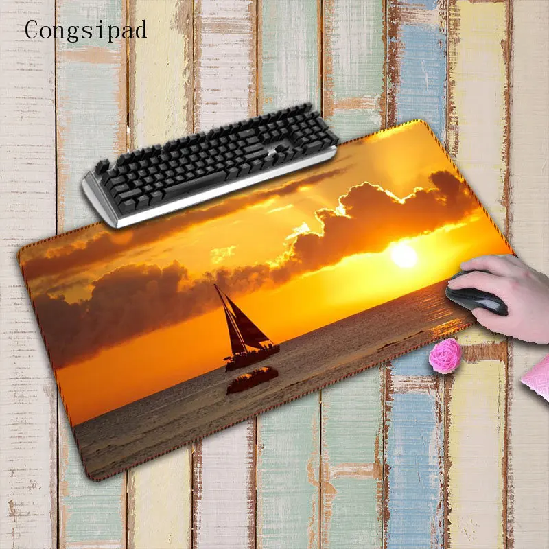 Congsipad Sailing Boat Super Large Size Mouse Pad Natural Rubber Material Waterproof Desk Gaming Mo