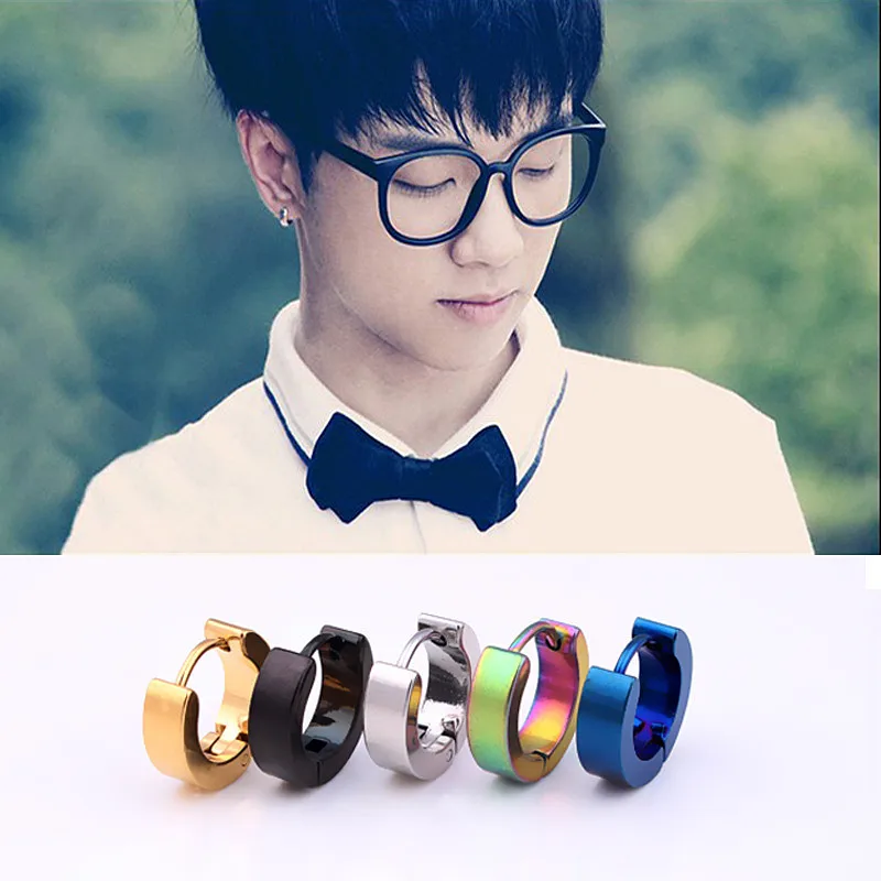 

Men earrings hoop gold kolczyki jewelry silver Simple stud earrings oorbellen pendientes hombre Titanium steel Prevent allergy