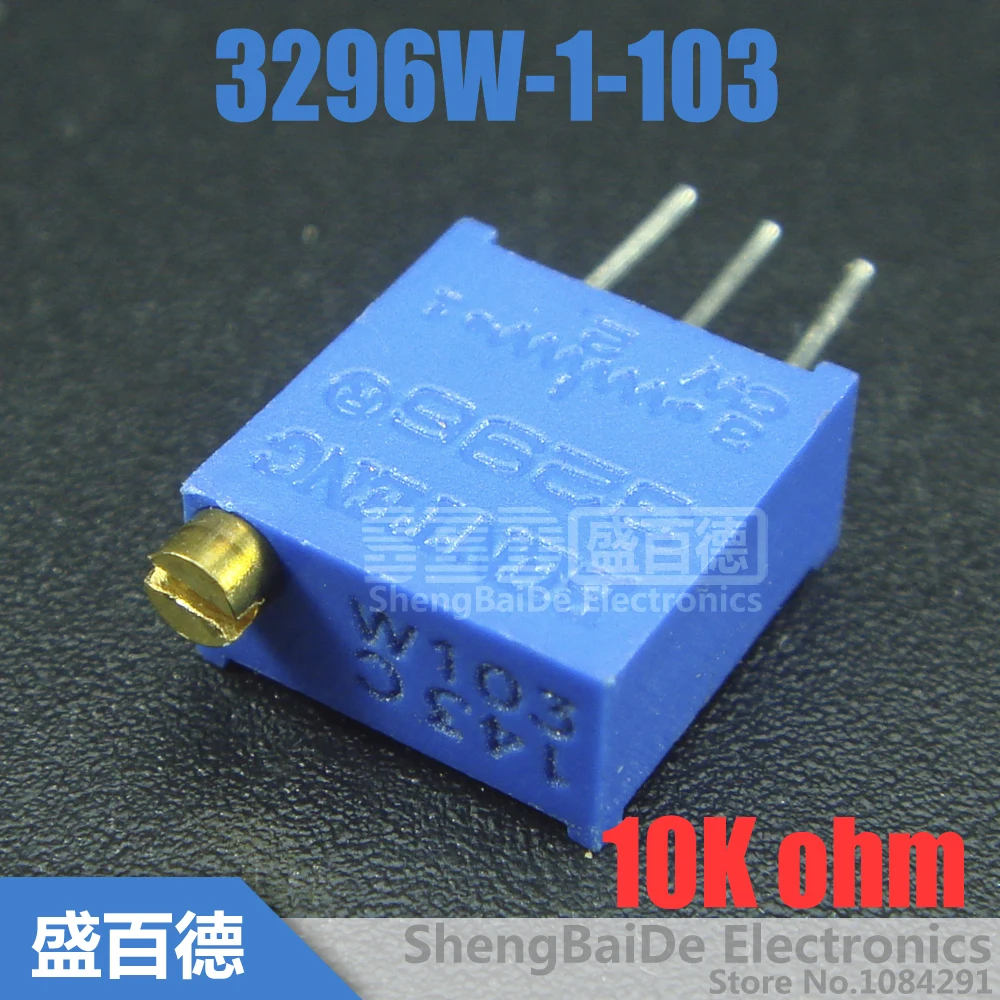 100pcs/lot 10K Ohm 3296W 1 103 Potentiometer Trim Trimmer Variable