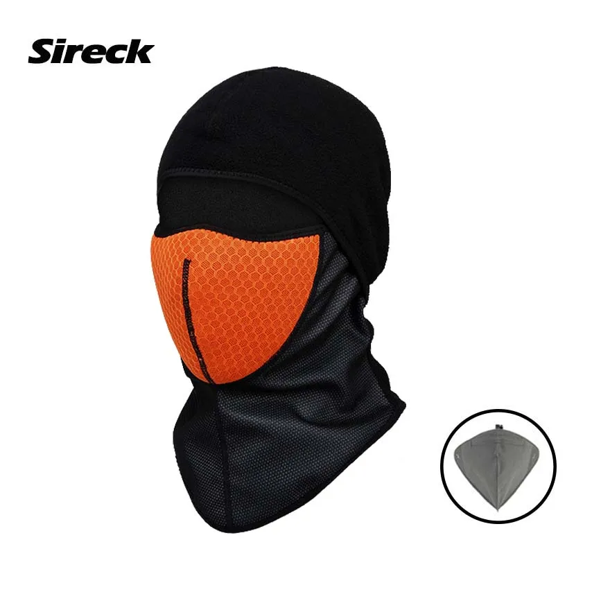 Sireck Winter Cycling Cap Thermal Fleece Cycling Anti-Dust Face Mask Bike Bicycle Skiing Neck Hats Running Head Scarf Bandana - Цвет: LF7156 Orange