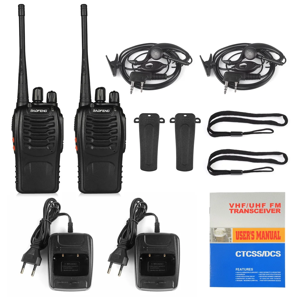 2pcs Baofeng BF-888S UHF 400-470 MHz 5W CTCSS Two-way Ham Radio 16CH Walkie Talkie bf 888s Portable Handheld CB Station Intercom