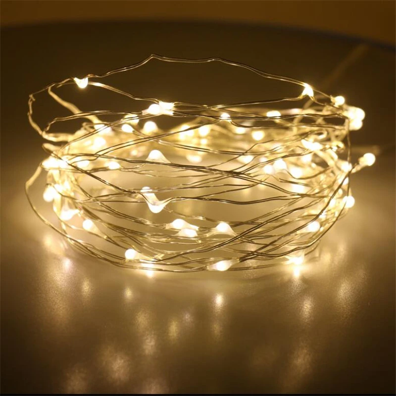 tira de 50 luces led multicolor impermeables cable de cobre energia solar guirnalda de luces led decoracion del banquete de boda navidad 5m