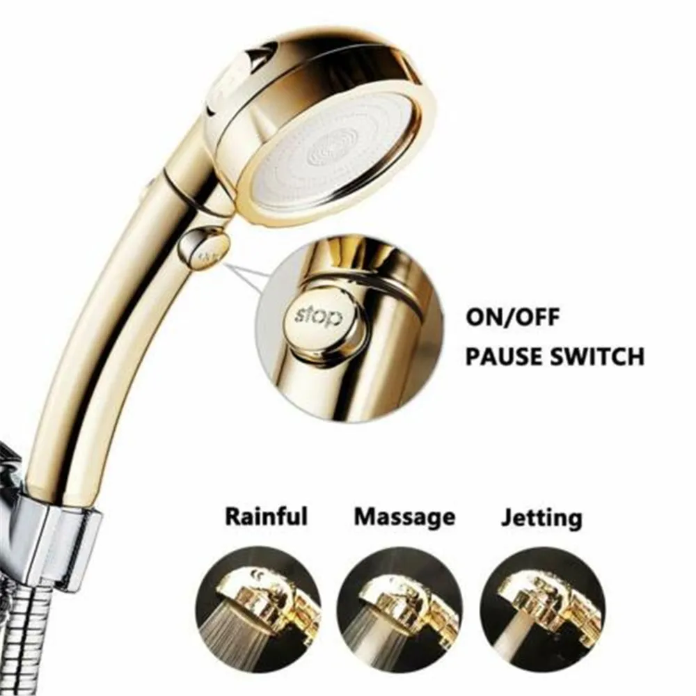 3 In 1 High Pressure Showerhead Handheld 360° Shower Head with ON/Off/Pause 