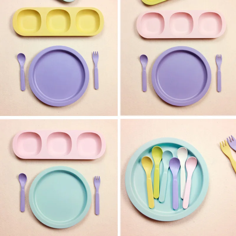 

4pcs/set Character baby Plate bow cup Forks Spoon Dinnerware feeding Set,100% bamboo fiber Baby children tableware set ykd-11