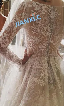 

JIANXI.C-62704 embroidered lace fabric with stones best quality French net lace for bridal dress