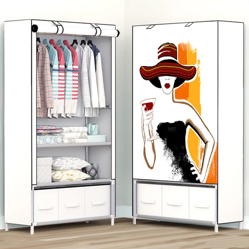 

Minimalist Creative Assembly Multi-Function Wardrobe Closets Saves Space Accommodates Modern Portable Closets Bedroom Furniture