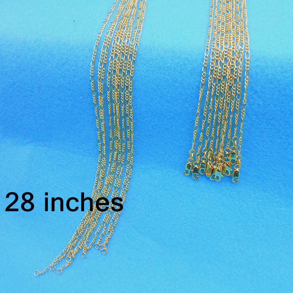 28" 5PCS GOLD FILLED Figaro Chain 2.4mm Fashion Long Twisted Chains With Good Quality Lobster