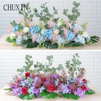 

100cm artificial rose flower row wedding DIY simulation silk fake flowers welcome layout stage road home garden party decoration
