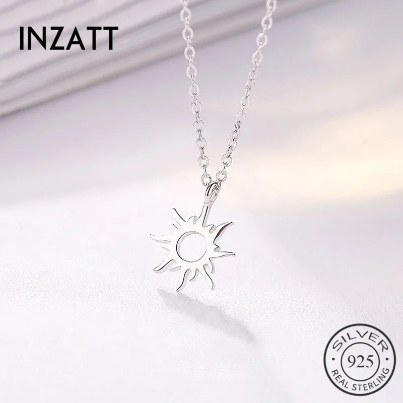INZATT, настоящее 925 пробы, серебряное, полое, защита от солнца, тотем, готическое ожерелье с кулоном для модных женщин, для дня рождения, вечеринки, хорошее ювелирное изделие, подарок