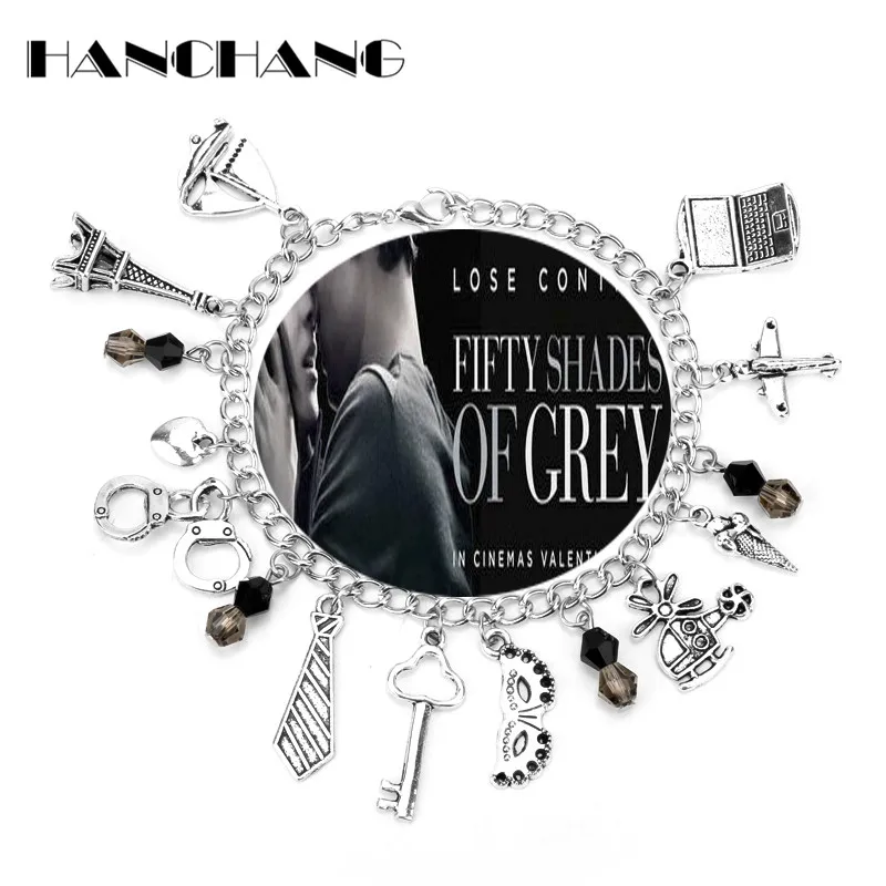 

HANCHANG Fifty Shades of Grey Bracelets for Woman Masquerade Mask Eiffel Tower Charms Bracelet Fashion Jewelry