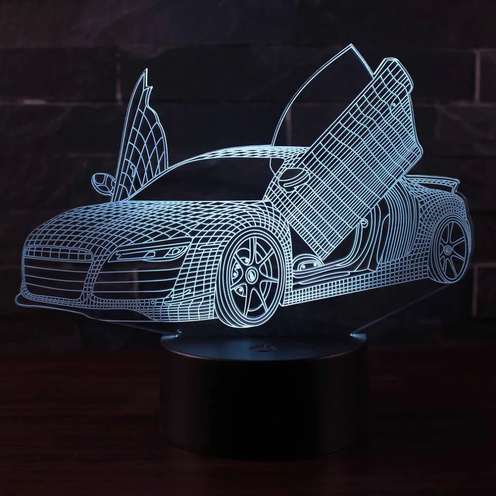 Серия гоночных автомобилей 3D светодиодный ночник с 7 видов цветов свет для