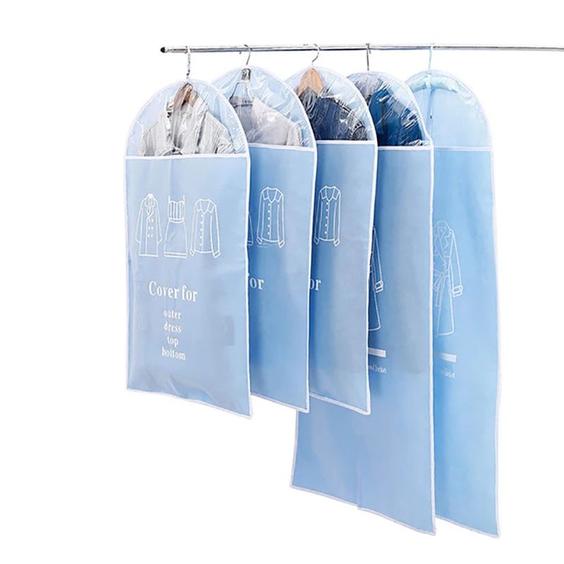5 шт./компл. Складная Сумка-хранилище Пылезащитная сумка для хранения одежды чехлы для одежды сумка для одежды костюм пальто платье куртка протектор - Цвет: Blue