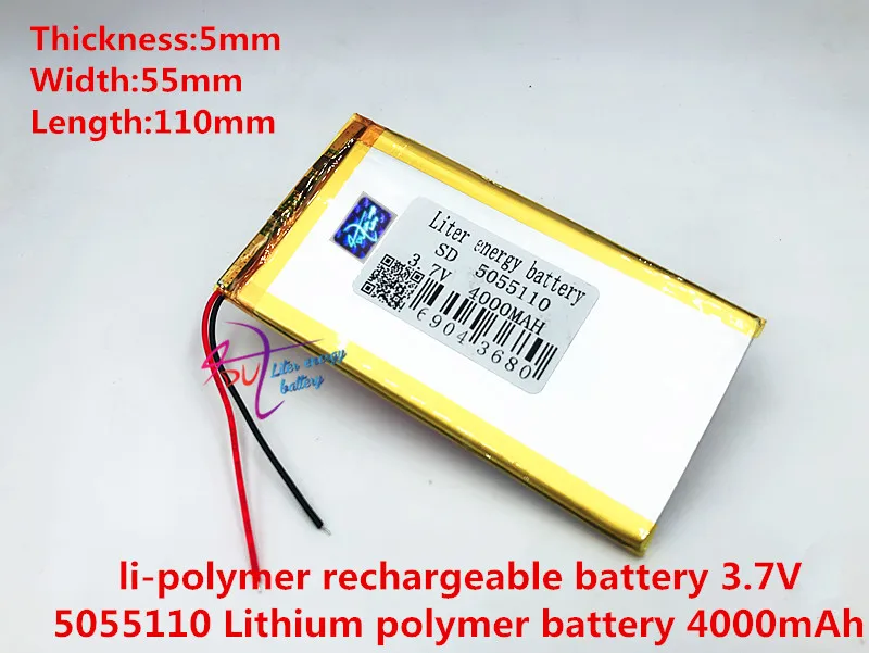 3,7 V литий-полимерная батарея 4000 mah большой емкости планшет PDA PC MID 5055110