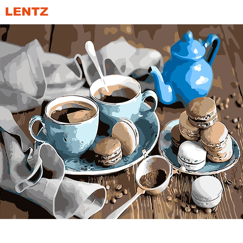 LENTZ Cookies Coffee picture by numbers Kits Painting picture diy paint