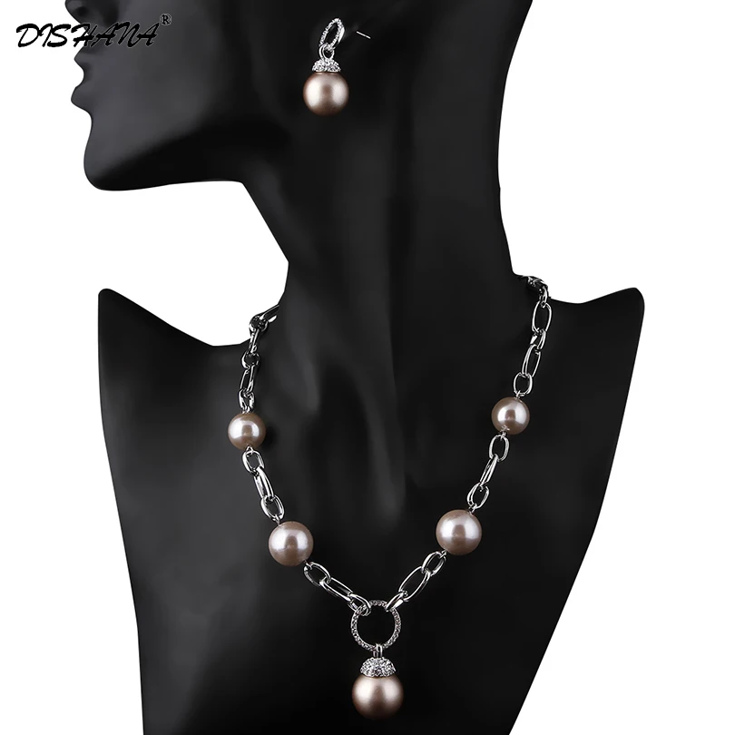 2015 new Luxury Bridal Party Jewelry Sets Pearl Necklace Set Necklace Earrings 18k real Gold Plated Jewelry Set For Women JS0069