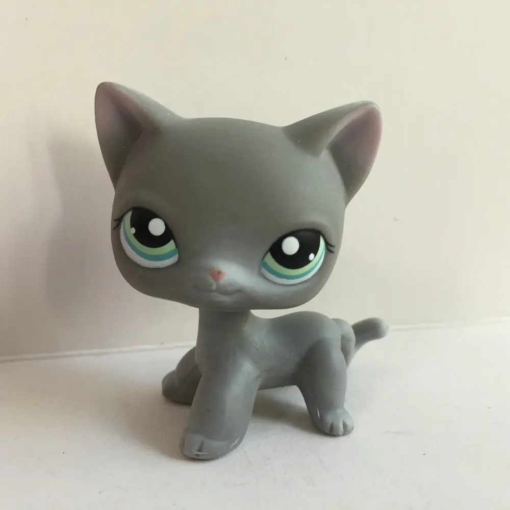 

Cute Pet Shop Animal Grey Short Hair Cat Blue Eye Figure For Child Toy Gift CT128
