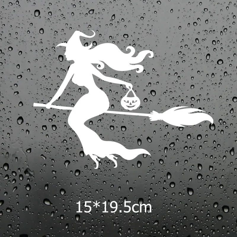 Three Ratels TZ 1462#15*19.5см Ведьма летающая на метле наклейки авто машину автонаклейка