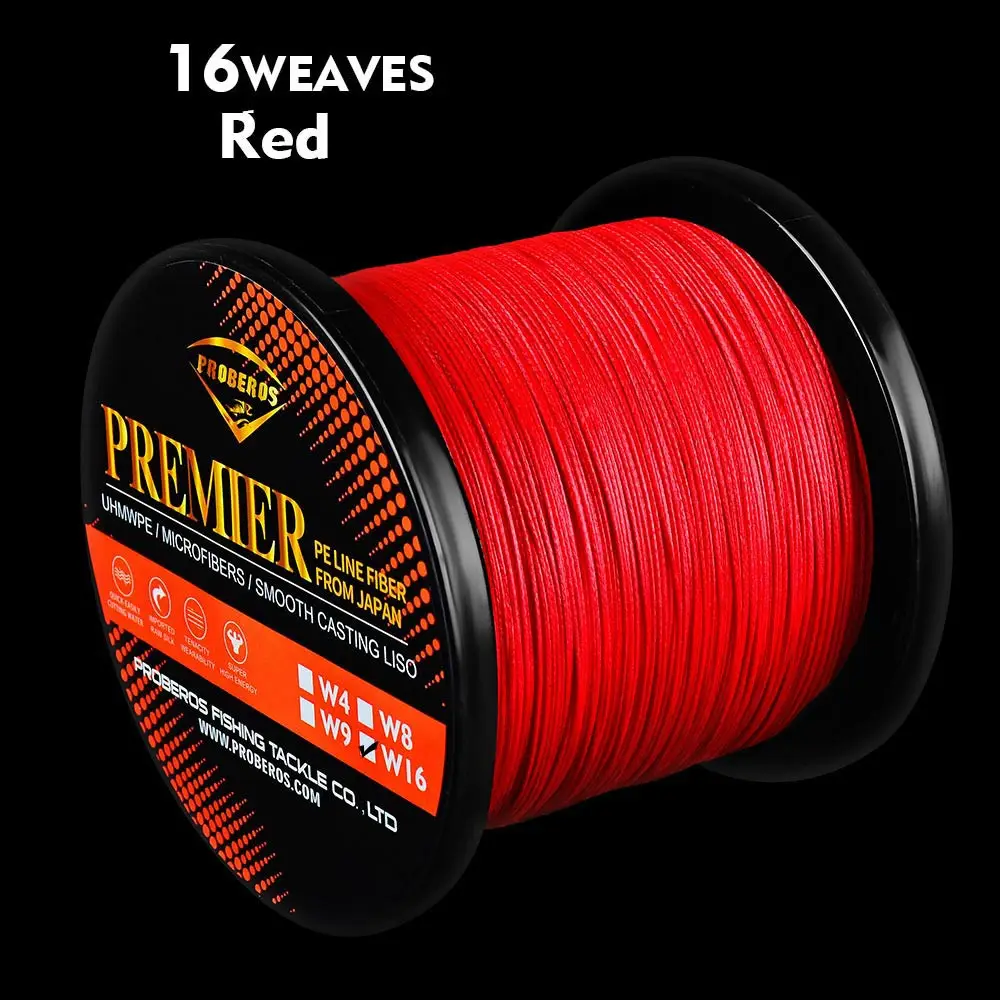 16 стендов PE рыболовная леска 300 м 500 м 16 плетений супер сильная японская плетеная проволока 40лб-300lb многофиламентная PE леска - Цвет: Red