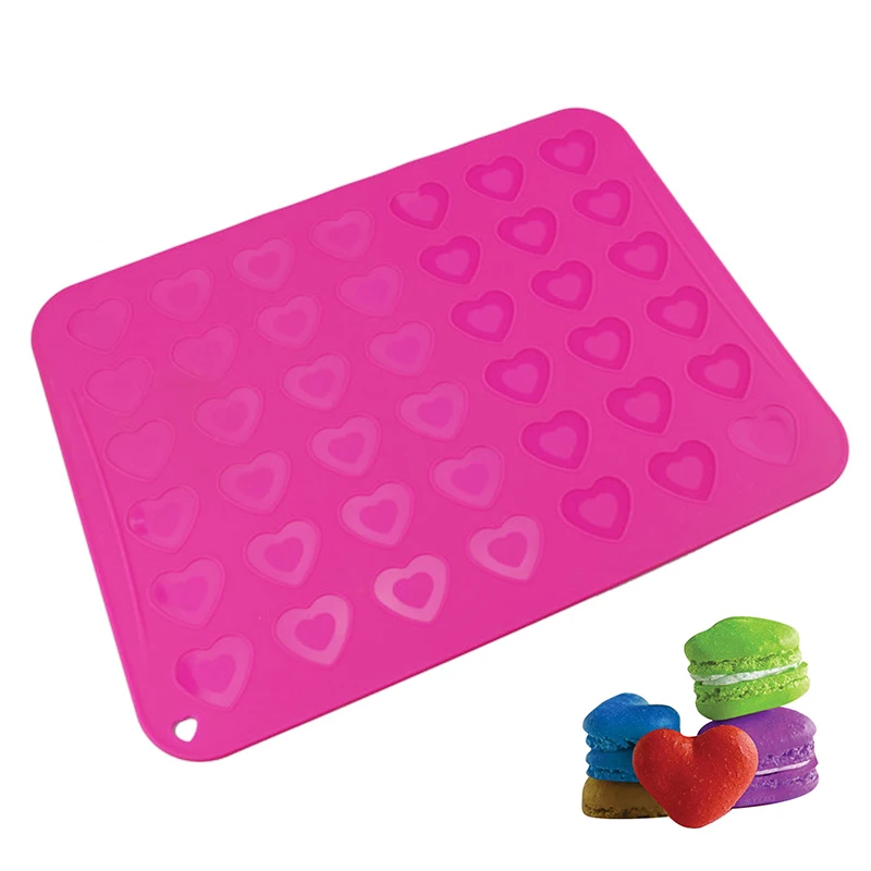 

YOMDID Silicone Macaron Heart-Shaped Baking Mat Pastry Oven Baking Mould Sheet Mat 42-Cavity Cookie Mold Baking Mat Baking Tools