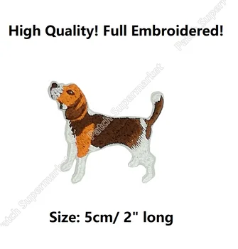 

HIGH QUALITY Beagle Brown White Dog Pet Cute Craft iron on Patches Full Embroidered Cartoon Animal Badge children clothing