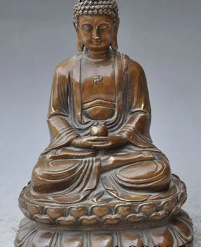 

9"chinese tibet buddhism temple bronze Shakyamuni Medicine Buddha statue