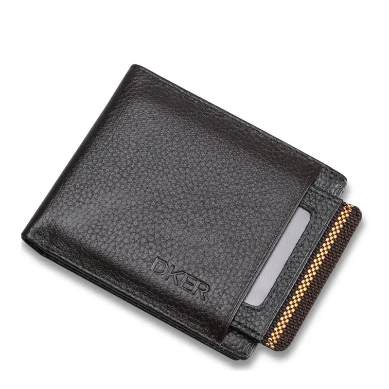 

Genuine Leather Men Wallet Natural Cowhide Male Card ID Holder Horizontal Man Card Pocket Classic Black Purse Man Fashion