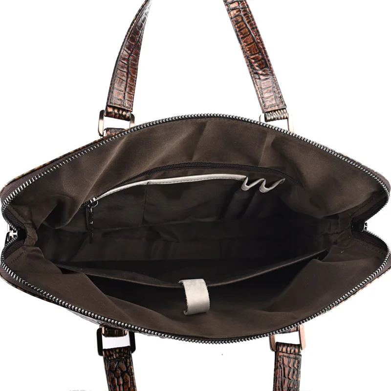 Genuine Leather Men Briefcase Bolso Hombre Negocios Crocodile Leather Laptop Computer Bag Business Men Handbags Bolso Ordenador