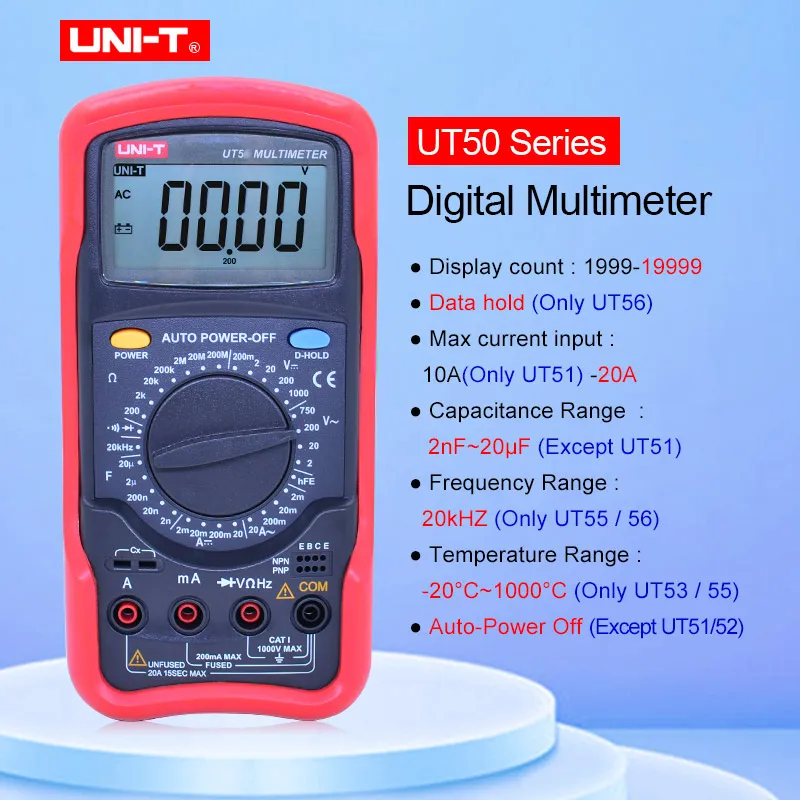 UNI T Multi function high precision digital multimeter UT51/UT52/UT53
