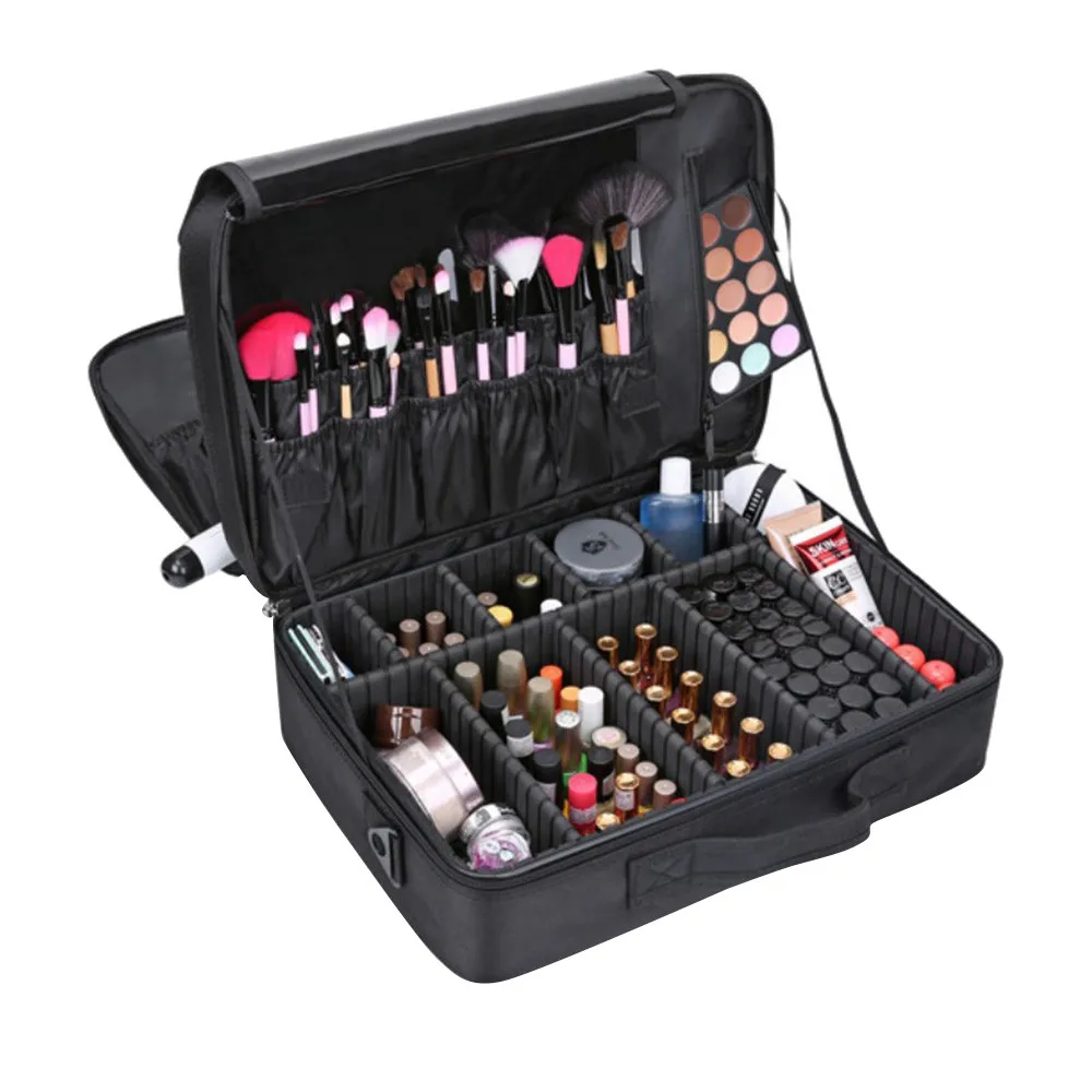 181221 women Large Capacity Makeup Case 3 Layers Cosmetic ...
