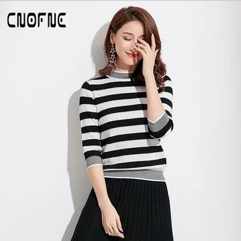 

NEW Autumn Winter Women Ladies Slim Fitting Knitted Short Thin Sweater Top Femme Stripe Pullover Sweater Female Casual Jumpers