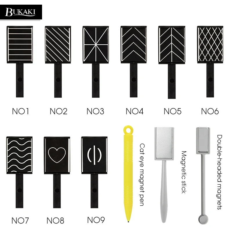 

BUKAKI Home Use Magnetic Plate Pen for All Kinds of Nail Art Magic 3D Cat Eyes Magnet Nail Gel Polish DIY Magnet Gel Tool