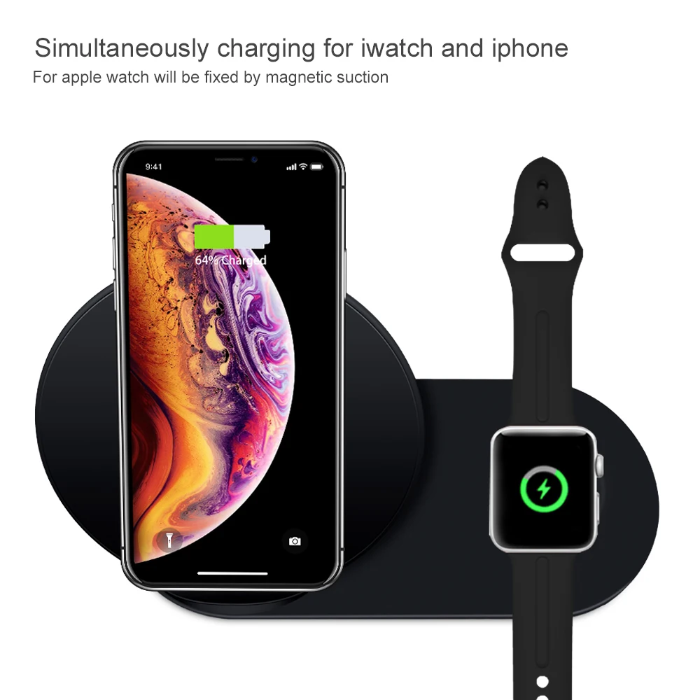 Ascromy 2 в 1 Беспроводное зарядное устройство для iPhone XS Max XR 8 Plus XS X держатель для Apple Watch Series 4 3 2 быстрая индукция Qi Chargeur