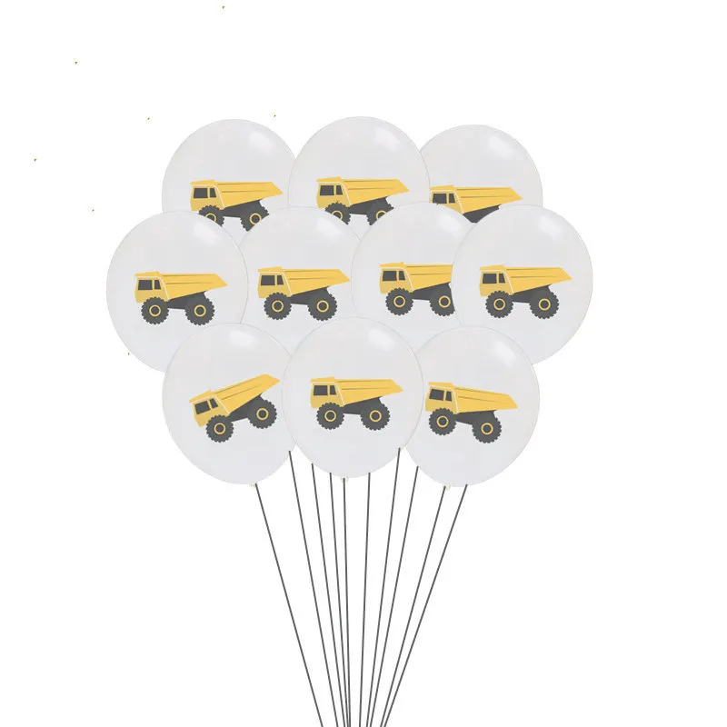 Construction Vehicle Theme Latex Balloon Confetti Balloon Engineering Excavator Birthday Party Baby Shower Balloons Decoration - Цвет: car