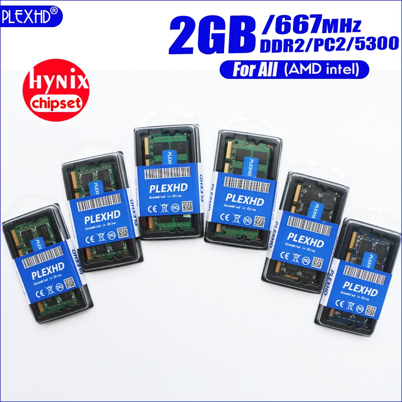 Память ноутбука PLEXHD 2G 2GB DDR2 pc2 5300 667Mhz 2RX8 2G pc2-5300S ddr2 667 MHZ 200pin(чипсет hynix