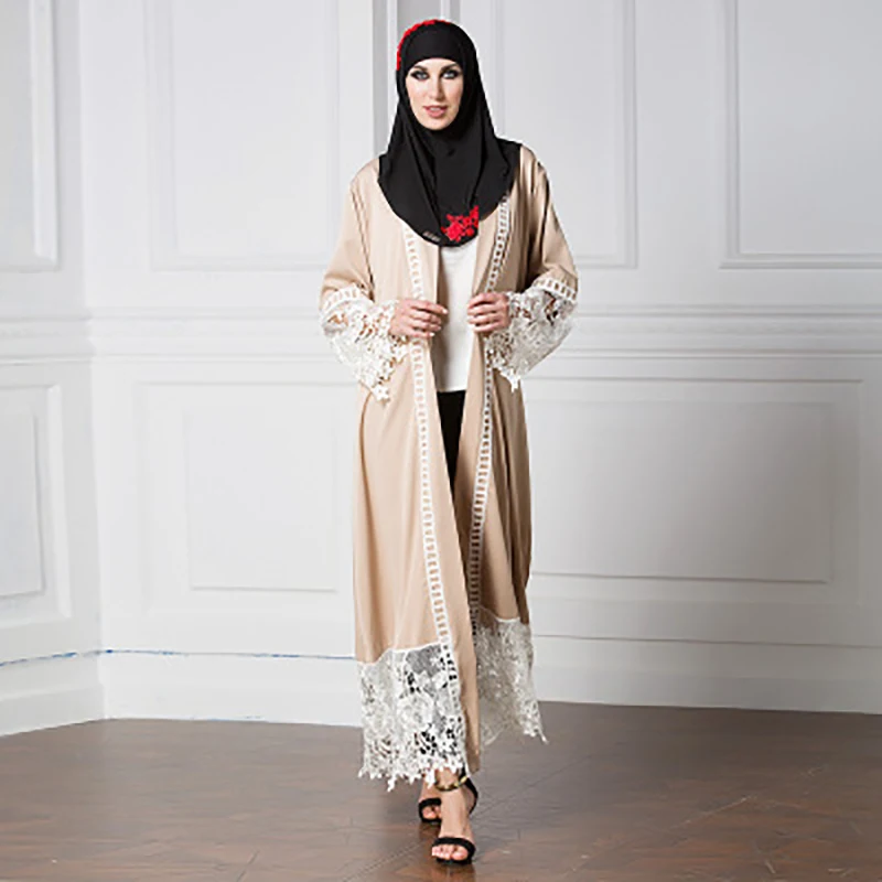 Muslim Women's Cardigan Robe Embroidered Middle Eastern Dress Islamic Costume Turkish Women's Belt Dress