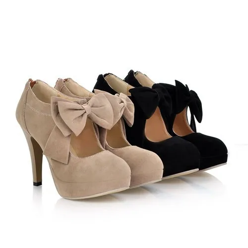 ANMAIRON/женские туфли-лодочки на платформе в винтажном стиле с маленьким бантом; пикантные женские туфли на высоком каблуке; свадебные туфли для женщин; большие размеры
