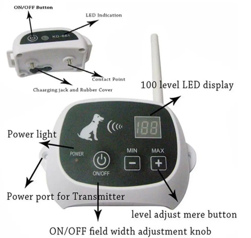 Беспроводной забор для собак система водонепроницаемый и Перезаряжаемый Электрический шок тренировочный воротник электронная система ограждения домашних животных