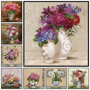 

Full Square / Round Diamond Painting Flowers & Vase Diamond Embroidery Crystal Mosaic Picture Beaded Cross Stitch Hobby & Crafts